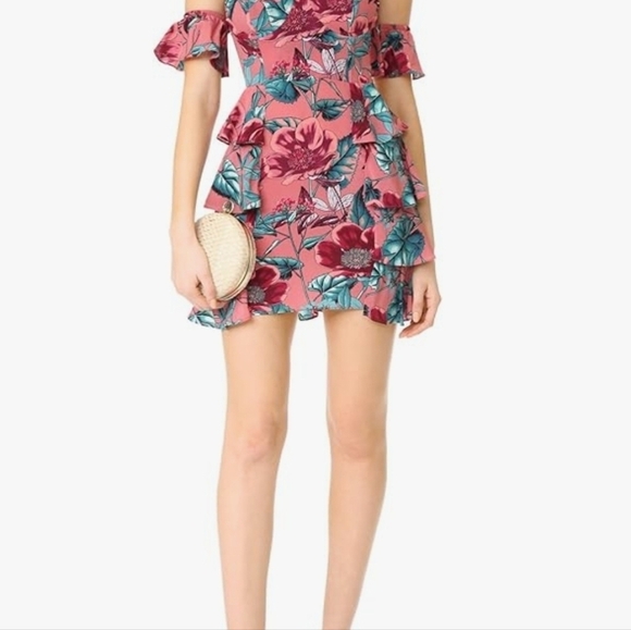 For Love & Lemons | Flamenco Strapless Floral Ruffle Mini Dress | Size L | NWT - Picture 2 of 10